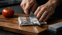 Een bot keukenmes? Zo fris je het snel op met aluminiumfolie